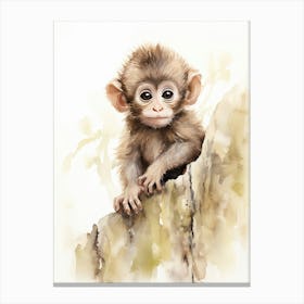 Monkey Painting Drawing Watercolour 2 Canvas Print