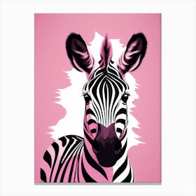Flat Buho Art Plains Zebra On Solid pin Background, modern animal art, 2 Canvas Print
