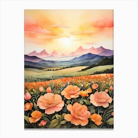 Sunset With Poppies Canvas Print