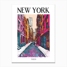 Tribeca New York Colourful Silkscreen Illustration 3 Poster Canvas Print