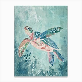 Sea Turtle Exploring The Ocean Painting 1 Canvas Print