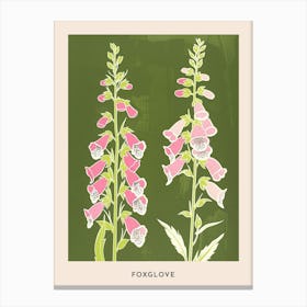 Pink & Green Foxglove 1 Flower Poster Canvas Print