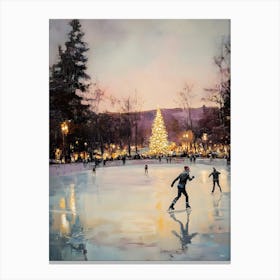 Ice Skating At Christmas Canvas Print