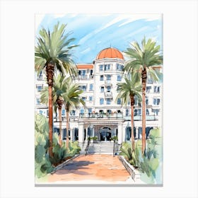 The Ritz Carlton Bacara, Santa Barbara   Santa Barbara, California   Resort Storybook Illustration 3 Canvas Print