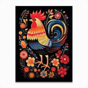 Folk Bird Illustration Rooster 1 Canvas Print