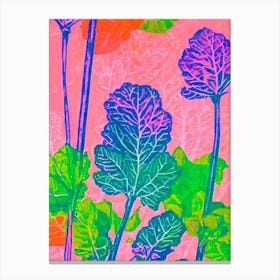 Collard Greens Risograph Retro Poster vegetable Canvas Print