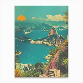 Rio De Janeiro   Retro Collage Style 4 Canvas Print