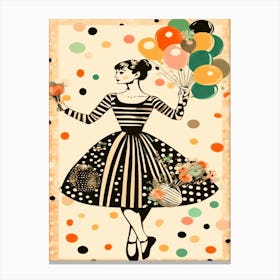 Audrey Hepburn Style - Girl With Balloons  Canvas Print