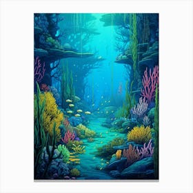 Underwater Landscape Pixel Art 2 Canvas Print