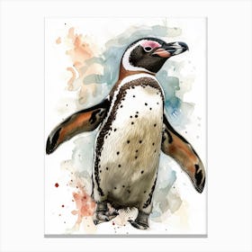 Humboldt Penguin Santiago Island Watercolour Painting 4 Canvas Print