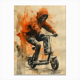 Man On A Scooter Canvas Print