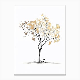 Ginkgo Tree Pixel Illustration 4 Canvas Print