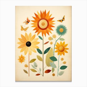 Sunflowers And Butterflies Canvas Print