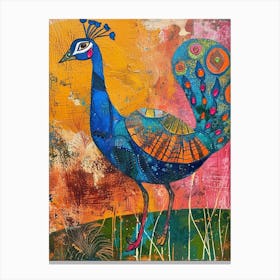 Colourful Brushstroke Peacock 6 Canvas Print