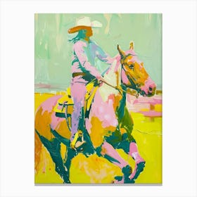 Blue And Yellow Cowboy Painting 2 Canvas Print