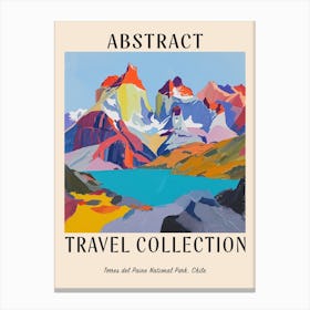 Abstract Travel Collection Poster Torres Del Paine National Park Chile 4 Canvas Print