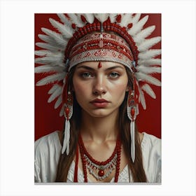 Portrait Of A Beautiful Native American Woman Canvas Print