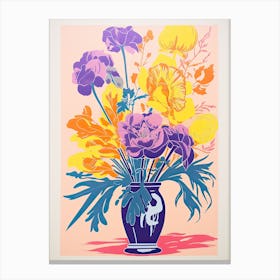 Colourful Flower Still Life Risograph Style 7 Canvas Print