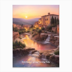 Saturnia hot spring Tuscany Sunset Italy Painting 1 Canvas Print