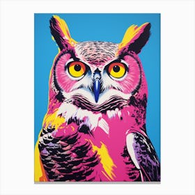 Andy Warhol Style Bird Great Horned Owl 2 Canvas Print