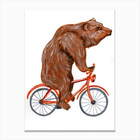 Bear On Bicycle Canvas Print