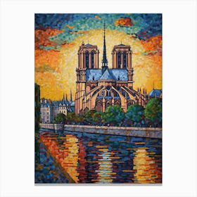 Notre Dame Paris France Paul Signac Style 6 Canvas Print