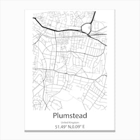 Plumstead,United Kingdom Minimalist Map Stampe su tela