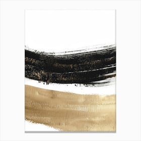 Gold And Black Brush Strokes 14 Canvas Print