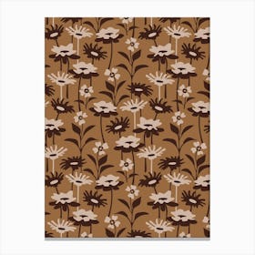 GARDEN MEADOW Floral Botanical Flowers Wildflowers in Brown Neutral Earth Tones Canvas Print