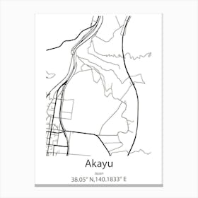 Akayu,Japan Minimalist Map Canvas Print