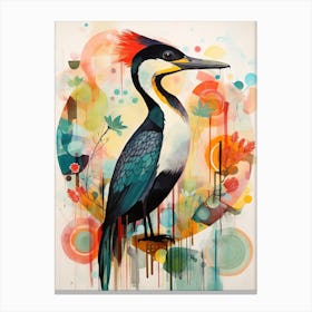 Bird Painting Collage Cormorant 1 Canvas Print