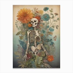 Botanical Skeleton Vintage Painting (14) Canvas Print