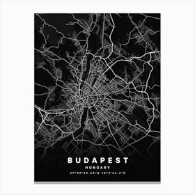 Budapest Hungary Black Map Canvas Print