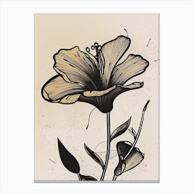 Lilies Line Art Flowers Illustration Neutral 16 Canvas Print