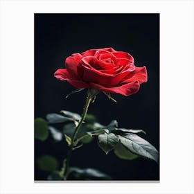 Red Rose On Black Background 32 Canvas Print