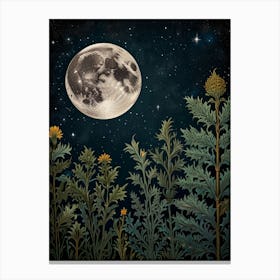 Moon In The Night Sky Style William Morris 1 Art Print Canvas Print