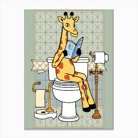 Giraffe Reading A Book Canvas Print