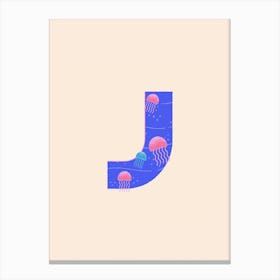 Letter J Jellyfish Canvas Print