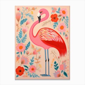 Pink Scandi Greater Flamingo 3 Canvas Print