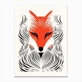 Red Fox Linocut Illustration 3 Canvas Print