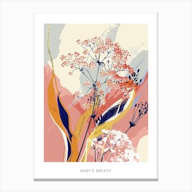 Colourful Flower Illustration Poster Babys Breath 1 Canvas Print