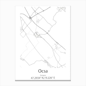 Ocsa,Hungary Minimalist Map Canvas Print