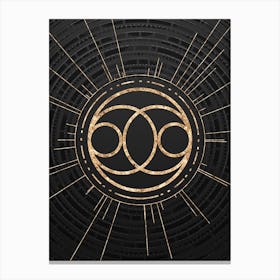Geometric Glyph Symbol in Gold with Radial Array Lines on Dark Gray n.0168 Canvas Print