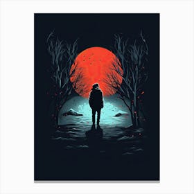Horror Poster, Red moon Canvas Print