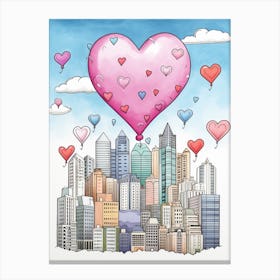 Sky Heart Line Doodle Colour 2 Canvas Print