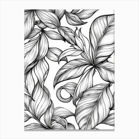 Black And White Seamless Pattern With Leaves Canvas Print
