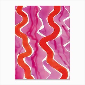 Pink Wavy Lines Canvas Print