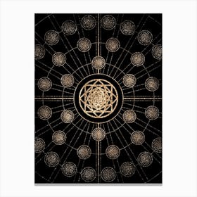 Geometric Glyph Radial Array in Glitter Gold on Black n.0101 Canvas Print