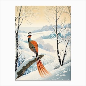 Winter Bird Painting Pheasant 1 Canvas Print