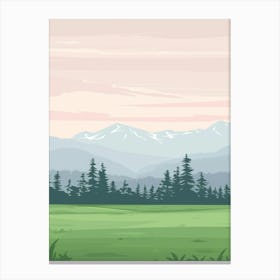 Landscape With Mountains And Trees 1 Canvas Print